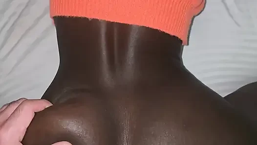 Two creampies in a dark ebony pussy