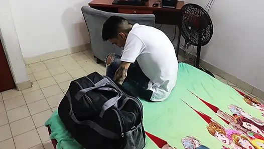 Real Amateur Sex, My Handsome Stepbrother Goes to His Room and I See That He Touches His Penis