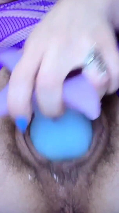 MILF Playing With Fat Hairy Pussy - Orgasms & Sucks Cum Off Vibrator | Clip 2