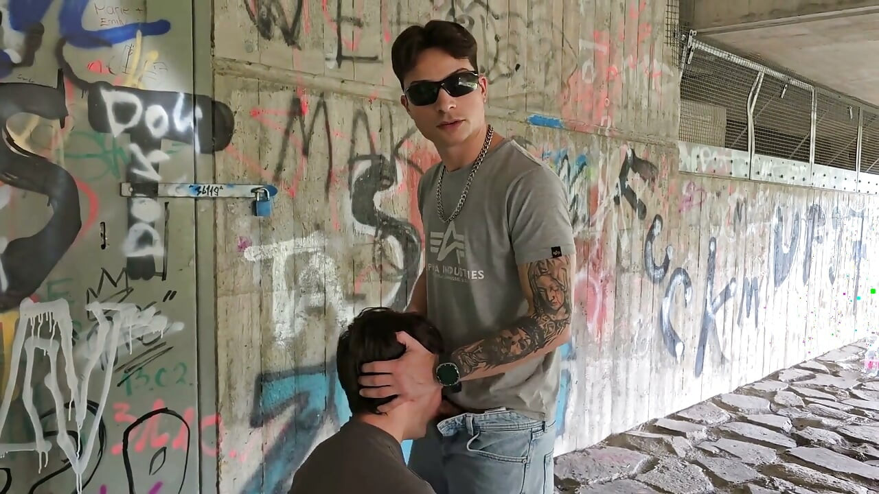 Risky Outdoor Gay Bareback Sex Almost Exposed While Facefucking & Pounding Boypussy Under a Motorway Bridge