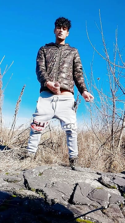 Slow Motion Jerk off Outdoor While Smoking Cigarette