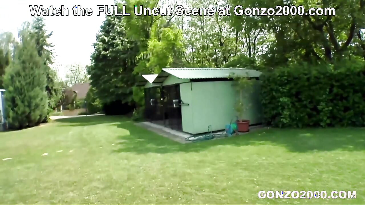 Mugur Mows the Lawn in Maid Outfit while Shalina is Locked in a Cage at Gonzo2000