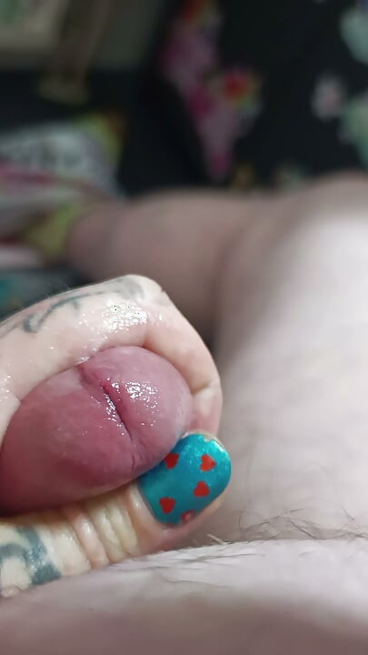 Sensitive cock tip dashed until cum