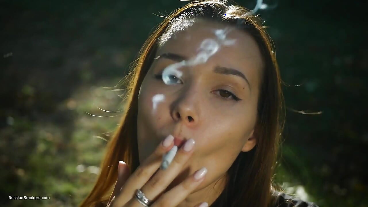 Seductive Russian Beauty Smoking Cigarette Outdoor Vibes