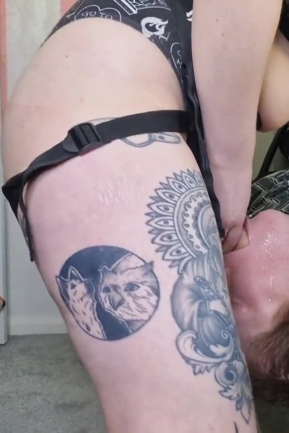 Mx River Uses My Throat - Over the Bed Strap-on Facefuck