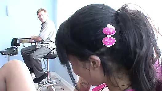 Hot young mulatta screwed by her stepdad's mature white cock