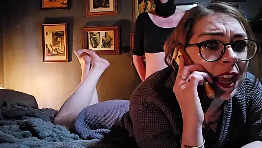 Laughing at the humiliated cuckold Ricky while I get my pussy ate