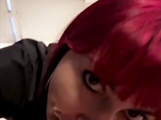 Hot Red Head Gets Fucked in a Bathroom & Swallows Cum