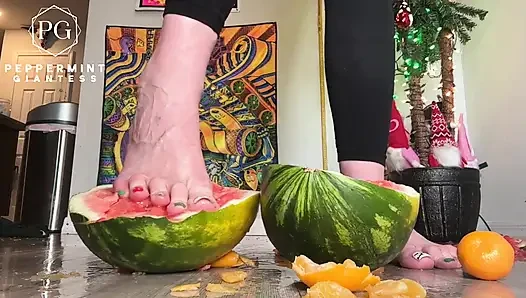 67 raksasa ukuran 16 slo-mo foot crush slow mo oranges & watermelon destruction