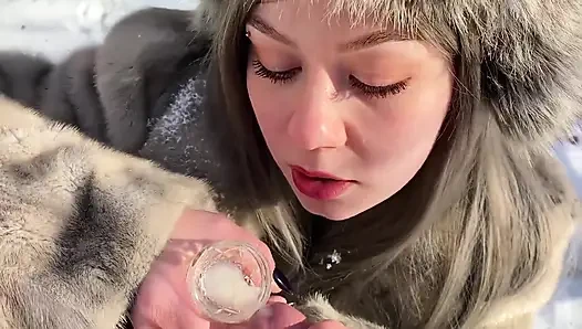 Vilu Vidish Is Sucking Dick in the Winter Forest