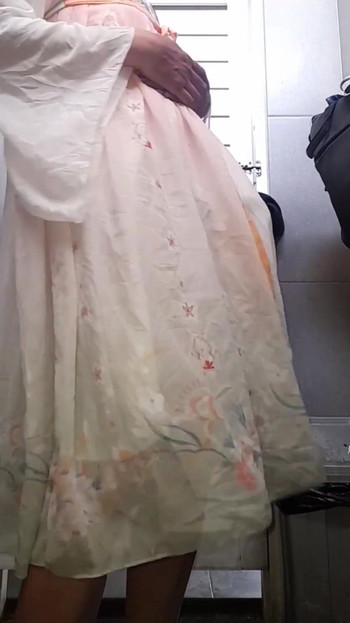 Crossdresser Cum Wearing Cute Chinese Hanfu Dress | Clip 1