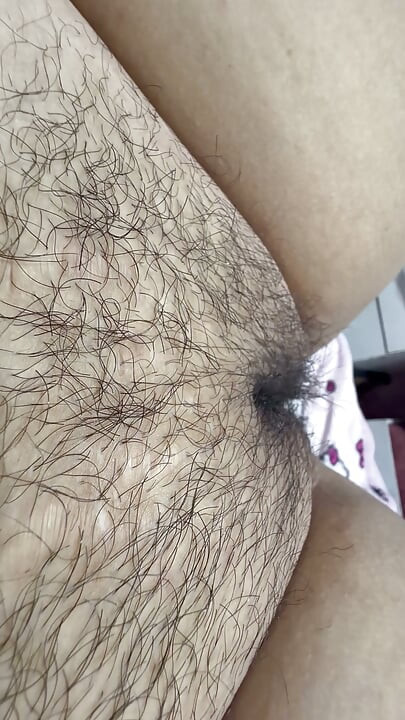 Hot mom massages her giant hairy pussy