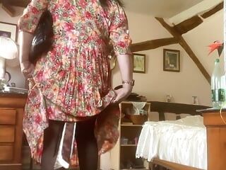 In vintage jurk met bloemmotief