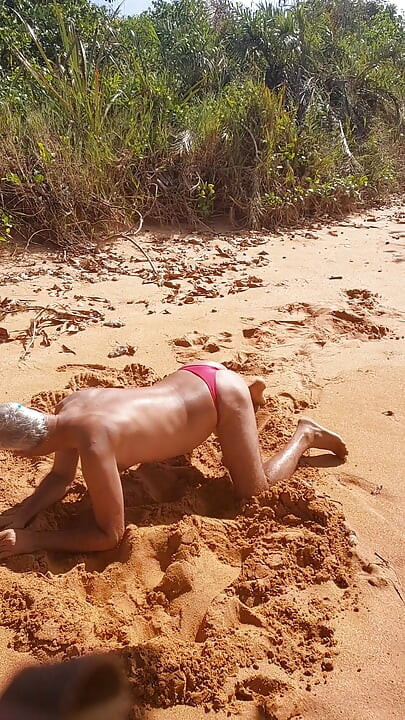 Ladysilva on the beach very sexy in red panties