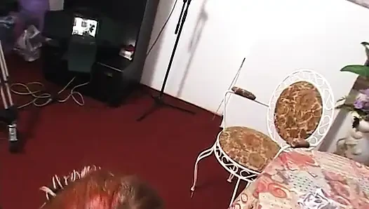Amazing redhead blowing cock