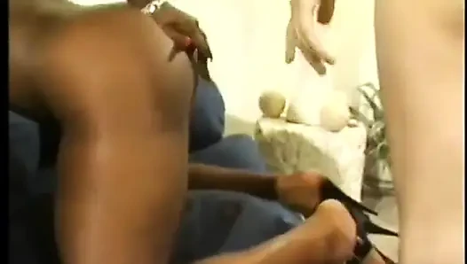 Four marvellous girls are doing one cock and licking each other's pussies