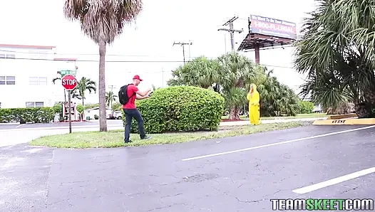 Cute babe in costume gets fucked hardcore