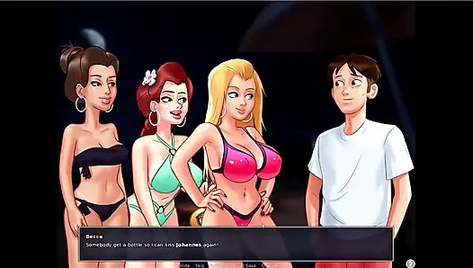 Летняя сага - Johannes трахнул Aqua в воде... Johannes снова играла вращение боттеля с дамами