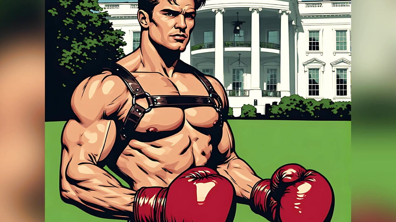 White House Lawn Fighter Bulge Comic Style Art