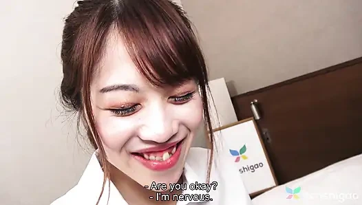 Kana mogami dengan seragam kantornya berdandan sebelum ngentot kami