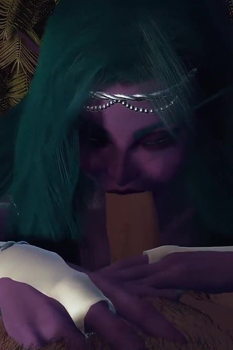 Night Elf Princess Give You a Blowjob in the Garden POV 3D Porn