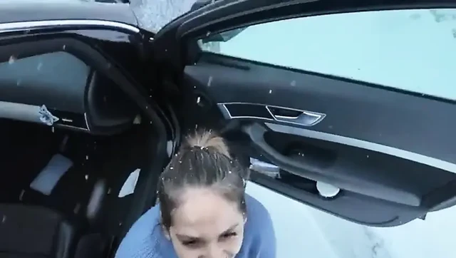 Amateur Couple Goes to the Mountains with Their Car and the Slutty Girlfriend Sucks His Cock.