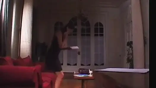 Two blinfolded chicks cant keep their hands off each other