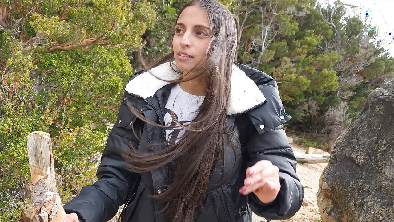 Hiking buddies have sex in the woods