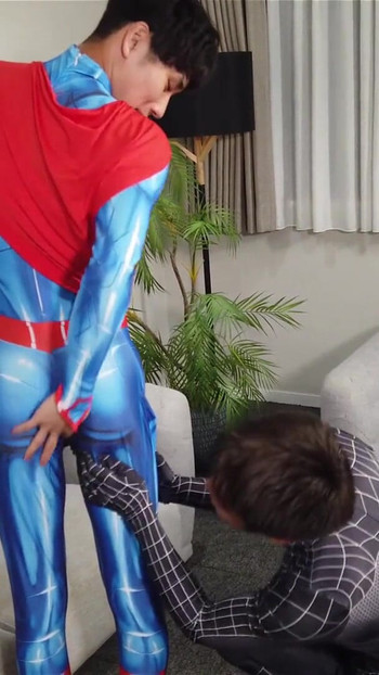 Memorable moment from "Spiderman X Superman Sexy Costume RolePlay"