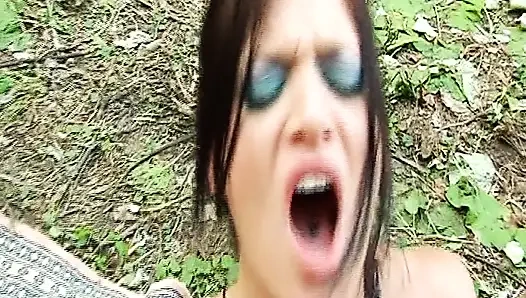 Picked up Slut From France Double Penetrated in Outdoor Threesome