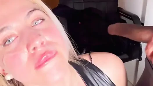 Tremendous blonde influencer caught sucking cock to stranger