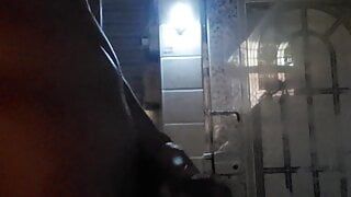 Boy shows nude in garage and masturbates with toys