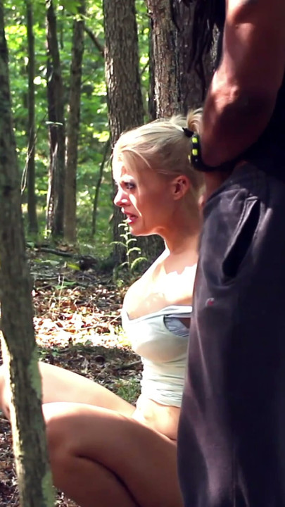 Nadia White gets tied up and face fucked in the woods