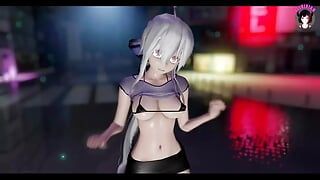 Haku танцует в сексуальной короткой юбке + постепенное раздевание (3D хентай)