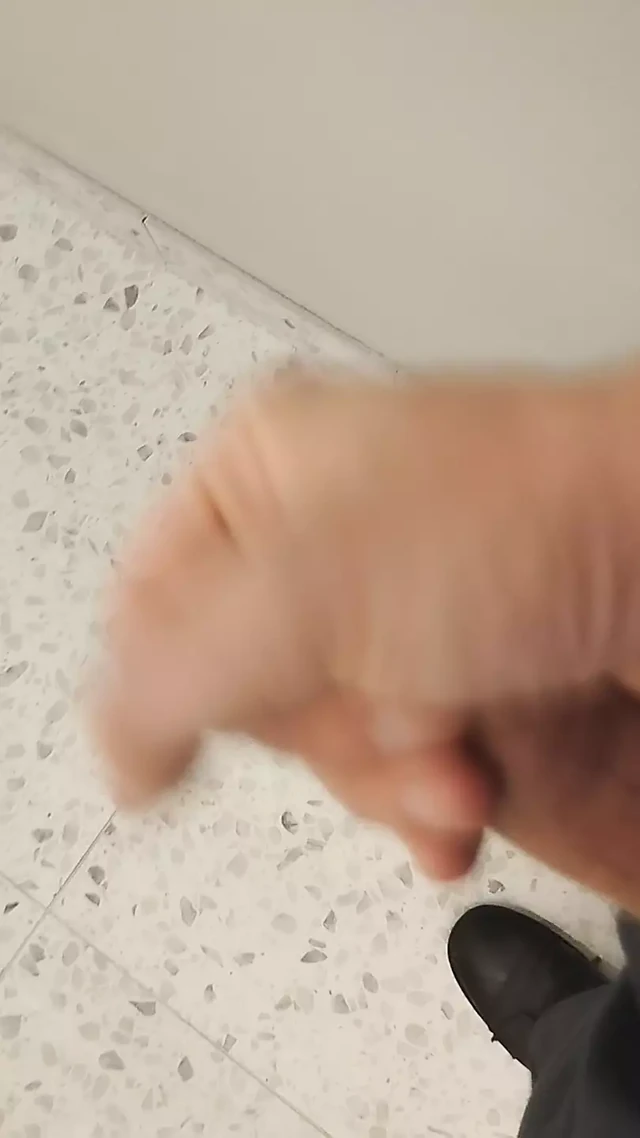 Very risky masturbation in the stairwell of the parking