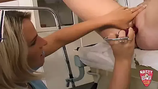 Gynecologist visits his patient in depth