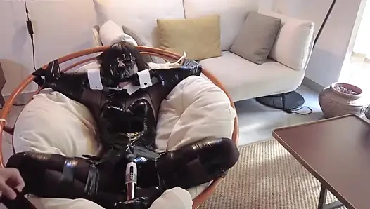 Mz16 - a Chinese Girl Wearing Black Stockings and a Latex Suit Is Bound with Duct Tape