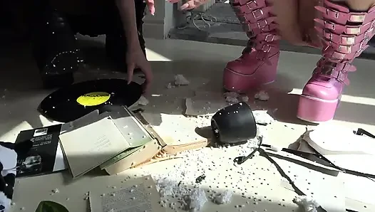 Snotty, Gothic Anime Fetish Girls Crush Their Neighbor's Apartment Out of Boredom!
