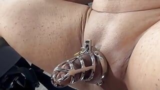 My Strap on Stories - I Make Him Cum Thru a Cage Before I Suck Him off & Swallow His Cum. POV 3