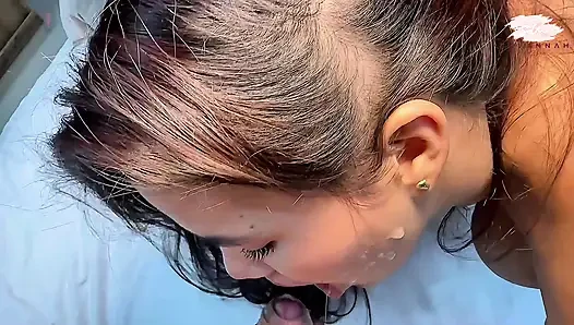 Slut Latina gets a load of cum on her beautiful face - Savannah Watson