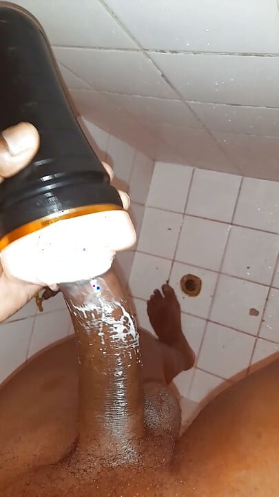 Black cock jerking off with flesh light pt5