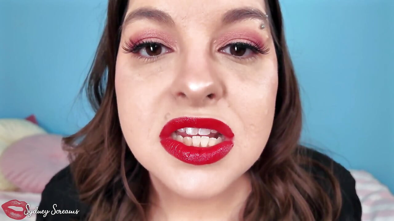 Forever Weak for My Lips - Seductress Sydney Screams Applies Red Lipstick Before Covering You with Her Lipstick Kiss Marks