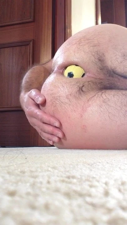 Anal football, dog toy, sausage insertion and out again