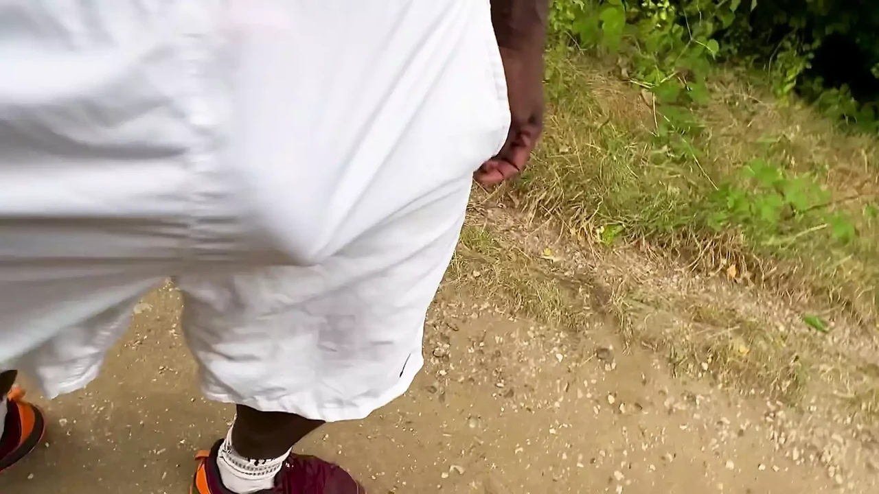 Walking In The Woods, Commando In My White Nylon Shorts!