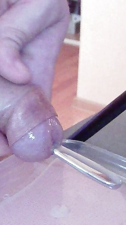 Extreme guyon cock sounding close up with cumshot