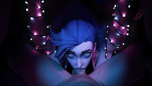 Mavi saçlı kızla kremsi yüz sikişi!