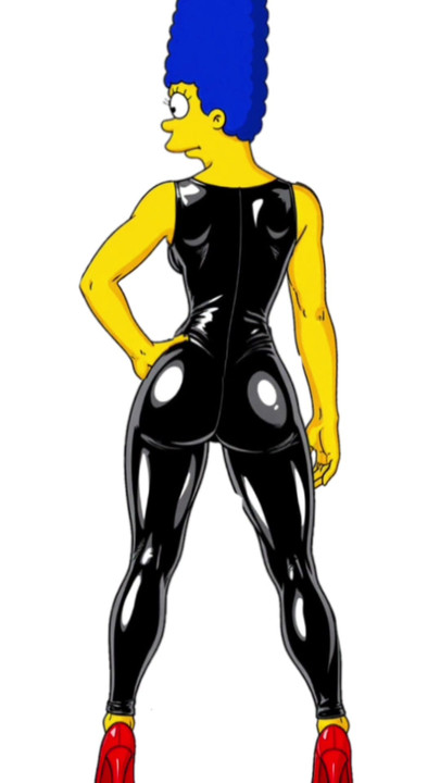 Lateks hitam menari. Parodi lucah kartun. Marge Simpson Menari