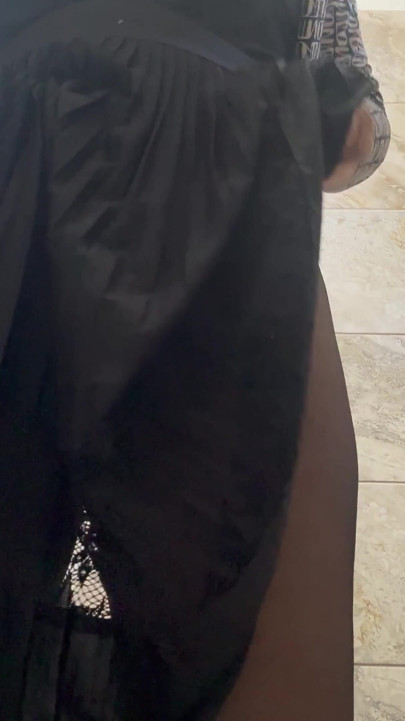 Horny sexy stepmom rubs her pussy in public toilet | Clip 3