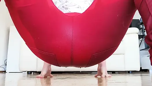 Wetting: Big Booty and Tight Red Jeans