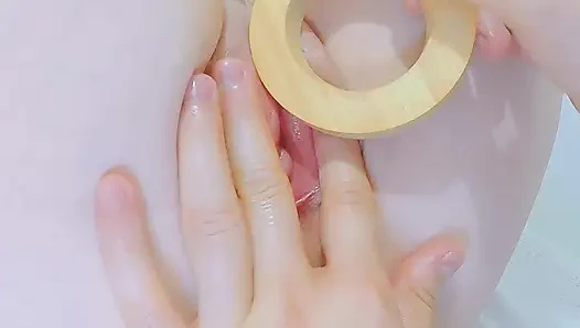 Smooth and delicate pussy with hymen measuring device at the doctor's office